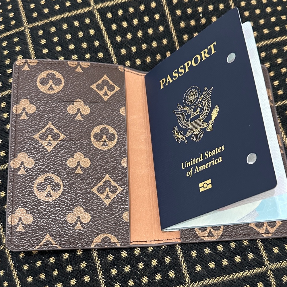 Brown Patterned Passport Holder - image 3